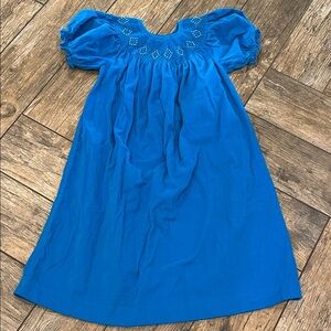 Mom & Me blue teal corduroy smocked dress pearls size 6x